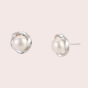 Swirling Pearl Stud Earrings