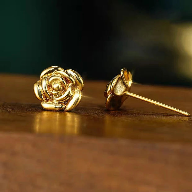 18K Gold-Filled Rose Stud Earrings