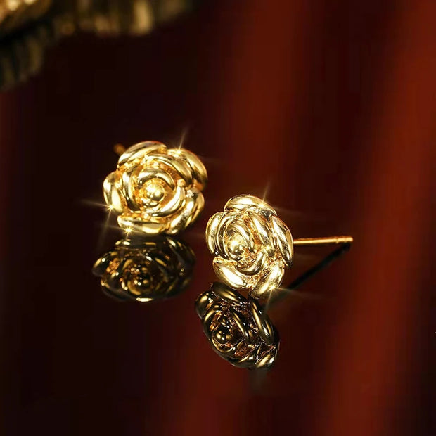 18K Gold-Filled Rose Stud Earrings