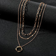 Gold Color Multi Layered Chains Necklace for Women