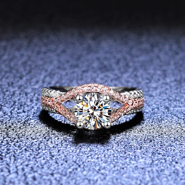 Crown 2 Carat Round-Cut Moissanite Ring With Four-Prong Setting
