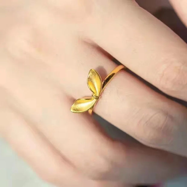 Resizable Bunny Ears Ring with 18K Gold Plating