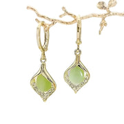 Dyed Agate Drop Earrings in Green & White
