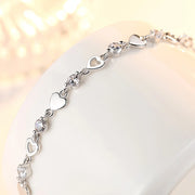 Heart-Shaped Zircon Bracelet in 925 Sterling Silver