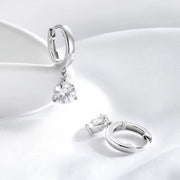 Round-Cut Moissanite Drop Earrings With Three-Prong Setting
