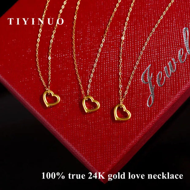 24K Filled Gold Chain With Love Heart Pendant
