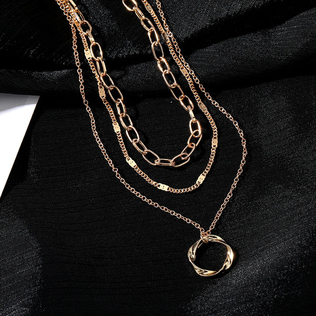 Gold Color Multi Layered Chains Necklace for Women